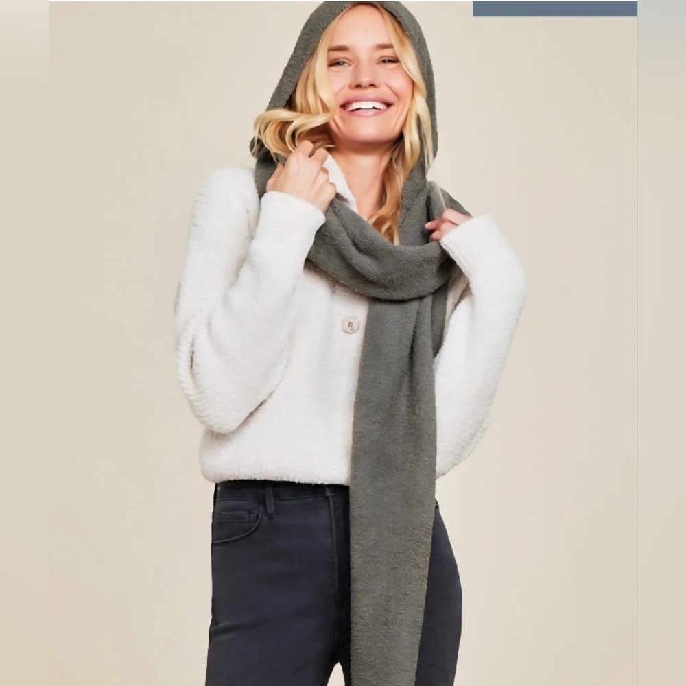 Barefoot Dreams CozyChic Hooded Scarf - One Size - Color Is Carbon